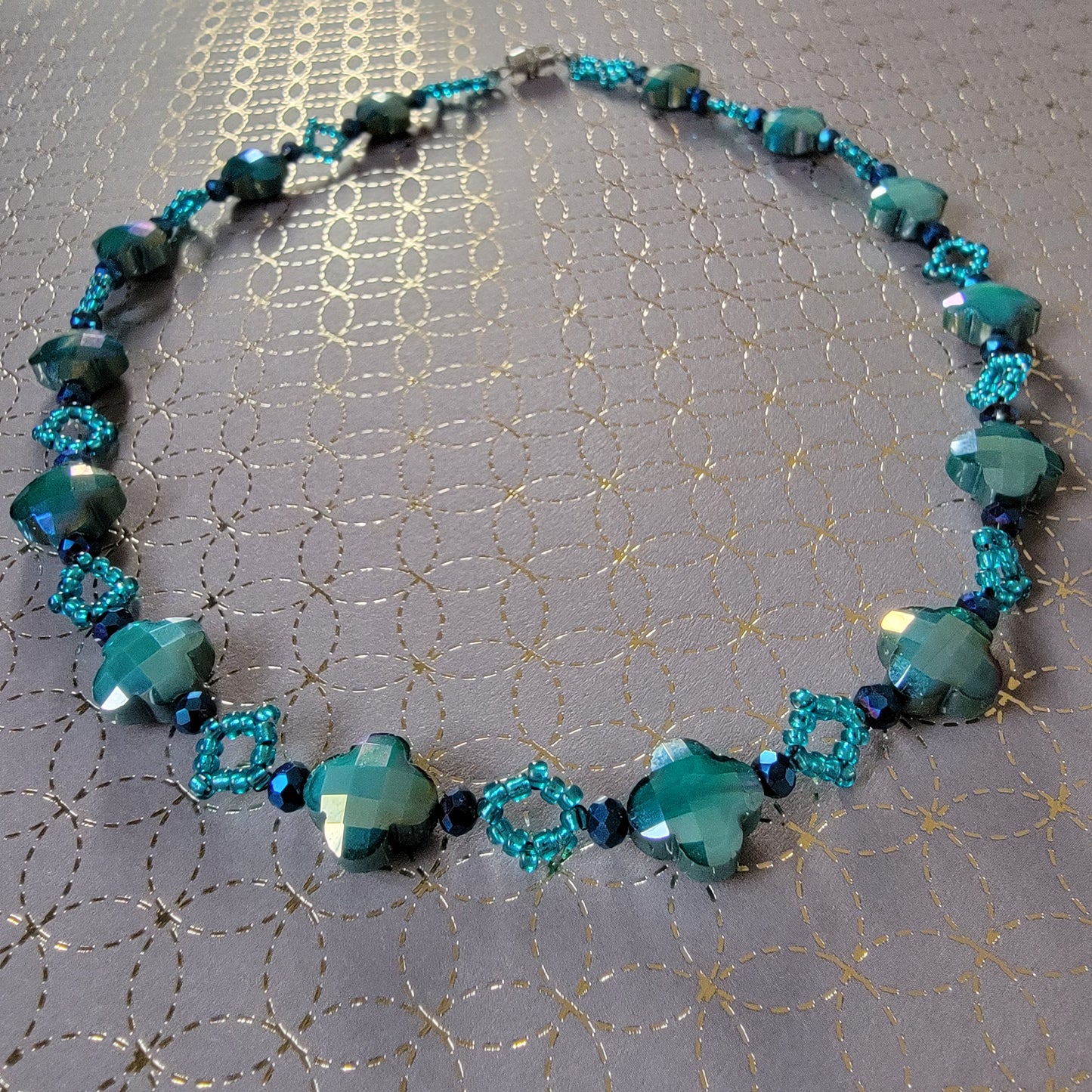 Picture 3 of 4 showing Pacific Cyan Necklace product lifestyle shot with background